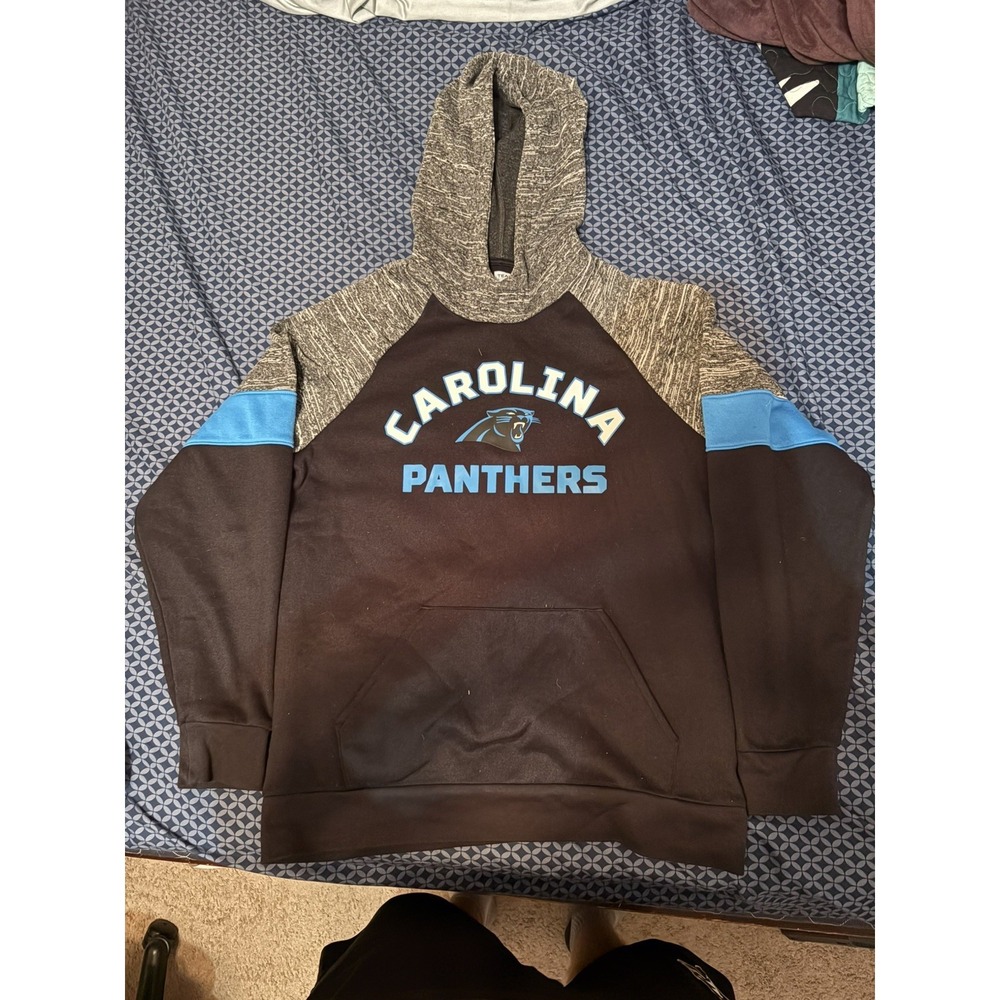 Reebok Carolina Panthers Team Apparel Long Sleeve Hoodie Jacket Black L